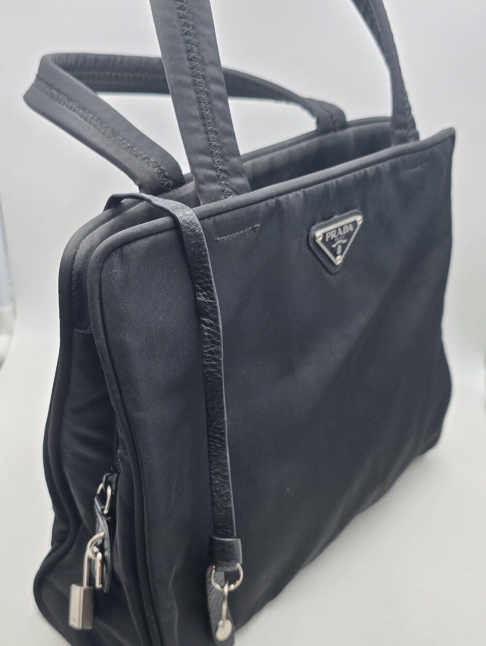 Prada Tessuto Velo Nylon Purse Bag with Key Charm, Lock, Triangle Logo Plate